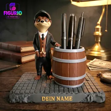 Personalisierbarer Erdmännchen-Stifthalter | Stilvolle Deko, Büro Organizer & Aufbewahrung | Figurio