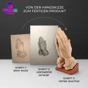Betende Hände Deko mit Holzfasern als Moderne Wohnraum Skulptur | Figurio