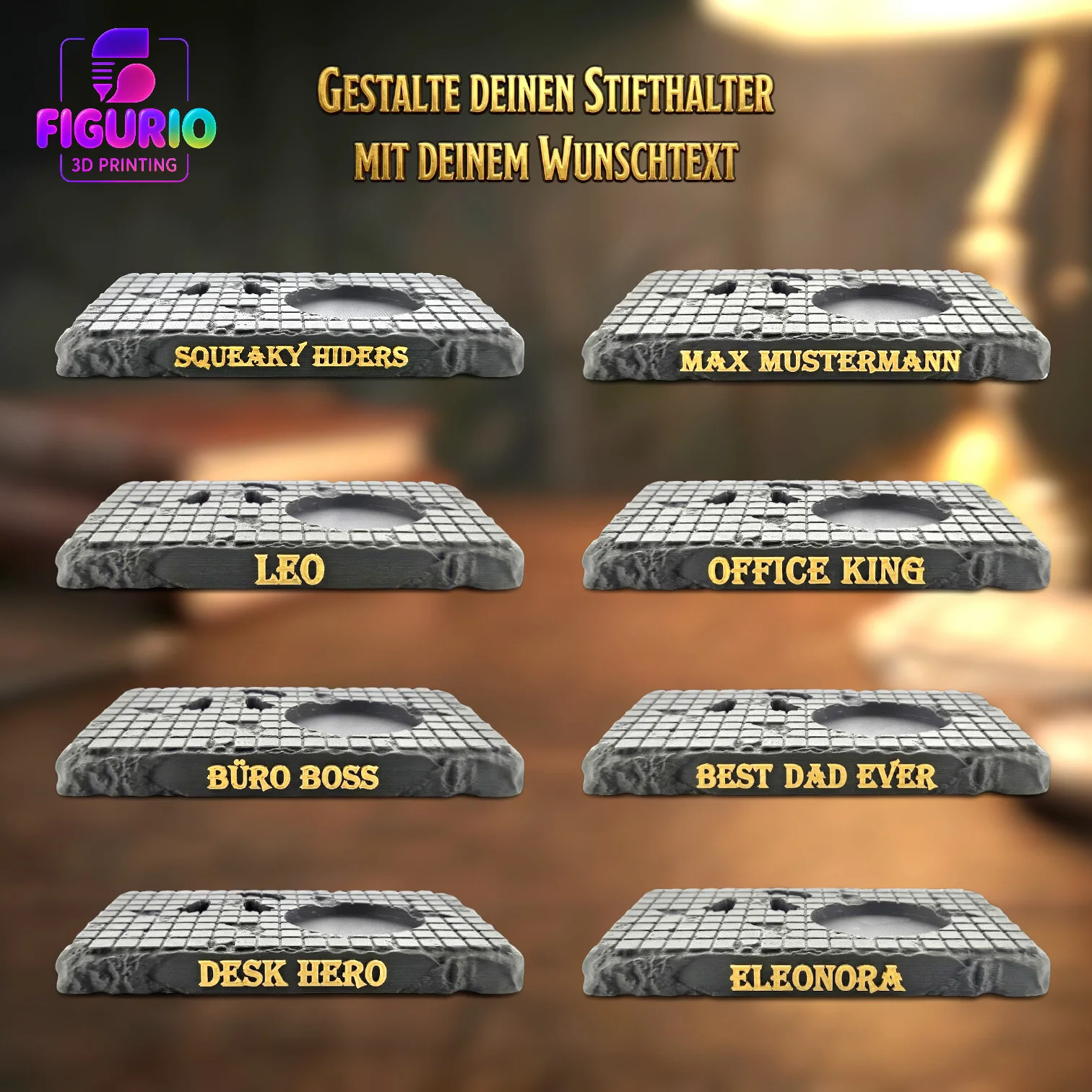 Personalisierbarer Erdmännchen-Stifthalter | Stilvolle Deko, Büro Organizer & Aufbewahrung | Figurio