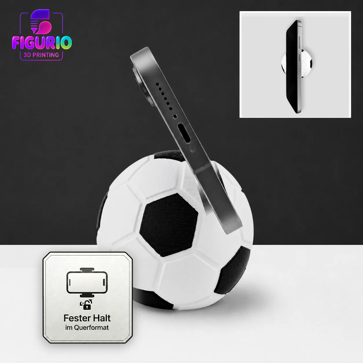 Handyhalter Fußball | Smartphone Ständer, Schreibtisch Deko, Fußballdeko | Figurio